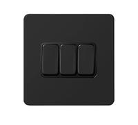 Interruttore Luce da Parete Interruttore A Pulsante Da Parete A 2 Vie In Acciaio Inossidabile Nero, Dimmer, Della Luce Retrò E Presa Elettrica Con USB For La Casa(3Gang Switch)