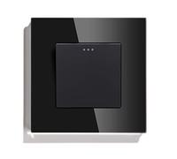 Interruttore Luce Muro 1 Gang Way 2 Pulsante a 3 vie Switch Standard Home Interruttore Nero Bianco Golden con pannello in vetro cristallo(Black,1WAY_1)