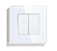 Interruttore Luce Muro 2 Gang 1 Way Pulsante Switch Standard Home Interruttore Nero Bianco Golden con pannello in vetro cristallo per la casa(White,1WAY_1)