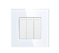 Interruttore Luce Muro,Interruttore A Pulsante Interruttore a pulsante meccanico a 1 via, 1/2/3 gang, nero, bianco, for luci domestiche, con pannello in cristallo da 86 mm(3Gang White)