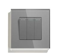 Interruttore Luce Muro,Interruttore A Pulsante Interruttore a pulsante meccanico a 1 via, 1/2/3 gang, nero, bianco, for luci domestiche, con pannello in cristallo da 86 mm(3Gang Grey)