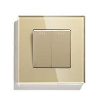 Interruttore Luce Muro,Interruttore A Pulsante Interruttore a pulsante meccanico a 1 via, 1/2/3 gang, nero, bianco, for luci domestiche, con pannello in cristallo da 86 mm(2Gang Gold)