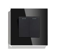 Interruttore Luce Muro,Interruttore A Pulsante Interruttore a pulsante meccanico a 1 via, 1/2/3 gang, nero, bianco, for luci domestiche, con pannello in cristallo da 86 mm(2Gang Black)