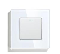 Interruttore Luce Muro,Interruttore A Pulsante Interruttore a pulsante meccanico a 1 via, 1/2/3 gang, nero, bianco, for luci domestiche, con pannello in cristallo da 86 mm(1Gang White)