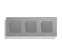 Interruttore Luce Muro,Interruttore A Pulsante Interruttore meccanico da parete a doppio pulsante, 1 gruppo, via, con cornice in vetro, tripla alimentazione, 250 V(Triple 1Gang Gray)