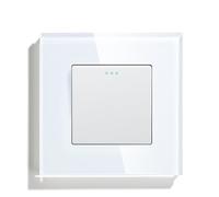 Interruttore Luce Muro,Interruttore A Pulsante Interruttore meccanico da parete a doppio pulsante, 1 gruppo, via, con cornice in vetro, tripla alimentazione, 250 V(Single 1Gang White)