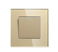 Interruttore Luce Muro,Interruttore A Pulsante Interruttore meccanico da parete a doppio pulsante, 1 gruppo, via, con cornice in vetro, tripla alimentazione, 250 V(Single 1Gang Gold)