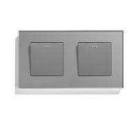 Interruttore Luce Muro,Interruttore A Pulsante Interruttore meccanico da parete a doppio pulsante, 1 gruppo, via, con cornice in vetro, tripla alimentazione, 250 V(Double 1Gang Gray)