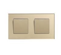 Interruttore Luce Muro,Interruttore A Pulsante Interruttore meccanico da parete a doppio pulsante, 1 gruppo, via, con cornice in vetro, tripla alimentazione, 250 V(Double 1Gang Gold)
