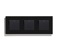 Interruttore Luce Muro,Interruttore A Pulsante Interruttore meccanico da parete a doppio pulsante, 1 gruppo, via, con cornice in vetro, tripla alimentazione, 250 V(Triple 1Gang Black)
