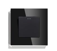 Interruttore Luce Muro,Interruttore A Pulsante Interruttore meccanico da parete a doppio pulsante, 1 gruppo, via, con cornice in vetro, tripla alimentazione, 250 V(Single 1Gang Black)