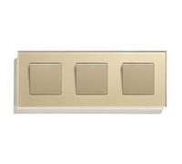 Interruttore Luce Muro,Interruttore A Pulsante Interruttore meccanico da parete a doppio pulsante, 1 gruppo, via, con cornice in vetro, tripla alimentazione, 250 V(Triple 1Gang Gold)