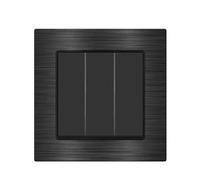 Interruttore Luce Muro,Interruttore Di Commutazion Interruttore da parete 3 gang 2 vie 16 A 250 V Pannello in lega di alluminio 82 mm * Attraverso le scale(Black 3gang 2way)