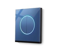 Interruttore Luce Muro,Interruttore Di Commutazion Interruttore del punto della lampada a parete a 1 gang standard a vicolo, interruttore di reset a, pannello in vetro temperato a 4 colori(Blue)