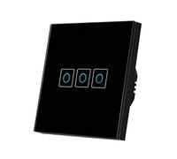 Interruttore Luce Muro,Interruttore Di Commutazion Interruttore touch leggero 220V Sensore Switch Standard 1/2/3 Gang Pannello in vetro temperato Smart Impermeabile No(NG black 3 touch)