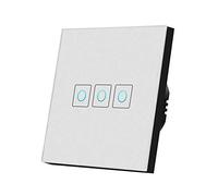 Interruttore Luce Muro,Interruttore Di Commutazion Interruttore touch leggero 220V Sensore Switch Standard 1/2/3 Gang Pannello in vetro temperato Smart Impermeabile No(NG white 3 touch)