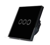 Interruttore Luce Muro,Interruttore Di Commutazion Interruttore touch leggero 220V Sensore Switch Standard 1/2/3 Gang Pannello in vetro temperato Smart Impermeabile No(Black 3 only)