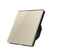 Interruttore Luce Muro,Interruttore Di Commutazion Interruttore touch leggero 220V Sensore Switch Standard 1/2/3 Gang Pannello in vetro temperato Smart Impermeabile No(Gold 3 only touch)