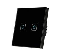 Interruttore Luce Muro,Interruttore Di Commutazion Interruttore touch leggero 220V Sensore Switch Standard 1/2/3 Gang Pannello in vetro temperato Smart Impermeabile No(NG black 2 touch)