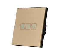 Interruttore Luce Muro,Interruttore Di Commutazion Interruttore touch leggero 220V Sensore Switch Standard 1/2/3 Gang Pannello in vetro temperato Smart Impermeabile No(NG gold 3 touch)