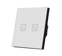 Interruttore Luce Muro,Interruttore Di Commutazion Interruttore touch leggero 220V Sensore Switch Standard 1/2/3 Gang Pannello in vetro temperato Smart Impermeabile No(NG white 2 touch)