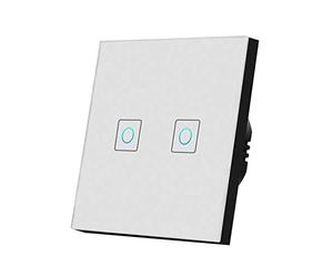 Interruttore Luce Muro,Interruttore Di Commutazion Interruttore touch leggero 220V Sensore Switch Standard 1/2/3 Gang Pannello in vetro temperato Smart Impermeabile No(NG white 2 touch)