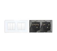 Interruttore Luce Muro,Interruttore Di Commutazion Pannello in cristallo in stile semplice, doppio interruttore a pulsante for luce da parete a 1, 2, 3 o 4 vie, 10 A(3G2W 2G1W,White)