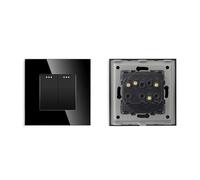 Interruttore Luce Muro,Interruttore Di Commutazion Pannello in cristallo in stile semplice, doppio interruttore a pulsante for luce da parete a 1, 2, 3 o 4 vie, 10 A(2G1W,White)