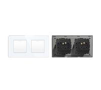 Interruttore Luce Muro,Interruttore Di Commutazion Pannello in cristallo in stile semplice, doppio interruttore a pulsante for luce da parete a 1, 2, 3 o 4 vie, 10 A(Double 1G1W,Black)