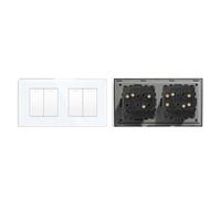 Interruttore Luce Muro,Interruttore Di Commutazion Pannello in cristallo in stile semplice, doppio interruttore a pulsante for luce da parete a 1, 2, 3 o 4 vie, 10 A(2G1W 2G2W,White)