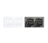 Interruttore Luce Muro,Interruttore Di Commutazion Pannello in cristallo in stile semplice, doppio interruttore a pulsante for luce da parete a 1, 2, 3 o 4 vie, 10 A(Double 3G2W,Gold)