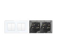 Interruttore Luce Muro,Interruttore Di Commutazion Pannello in cristallo in stile semplice, doppio interruttore a pulsante for luce da parete a 1, 2, 3 o 4 vie, 10 A(Double 2G2W,White)