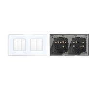 Interruttore Luce Muro,Interruttore Di Commutazion Pannello in cristallo in stile semplice, doppio interruttore a pulsante for luce da parete a 1, 2, 3 o 4 vie, 10 A(3G1W 2G2W,Black)