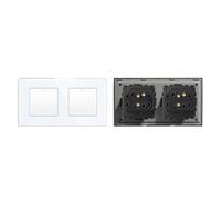 Interruttore Luce Muro,Interruttore Di Commutazion Pannello in cristallo in stile semplice, doppio interruttore a pulsante for luce da parete a 1, 2, 3 o 4 vie, 10 A(Double 1G2W,Gold)