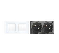 Interruttore Luce Muro,Interruttore Di Commutazion Pannello in cristallo in stile semplice, doppio interruttore a pulsante for luce da parete a 1, 2, 3 o 4 vie, 10 A(Double 2G1W,White)
