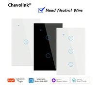 Interruttore luce Smart WiFi Tuya a parete con cablaggio neutro richiesto, interruttore tattile Smart Life US compatibile con Alexa per la casa con 1/2/3/4 gang seconda strada nera,bianco fino in fond
