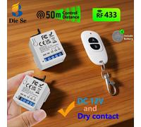 Interruttore Luce Wireless RF con Telecomando 433MHz DC 12V 1CH Ricevitore Relè Trasmettitore 50m per Sistema LED Porta Garage e Serratura