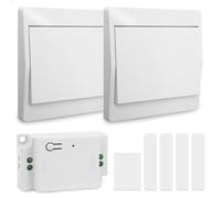 Interruttore Luce Wireless Senza Batteria, Kit Deviatore Senza Fili Autoalimentato Cinetico, Ricevitore 230V 10A per Lampade LED, 433Mhz, Nessun Cablaggio (1 Ricevitore e 2 Interruttori Singoli)