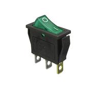 INTERRUTTORE LUMINOSO LED RETTANGOLARE 250V 33X31X13mm Switch 3 pin ON OFF KCD3 (verde)