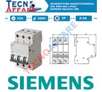 Interruttore Magnetotermico 25A 400V 3Poli 6kA Siemens 5SL6325-7BB