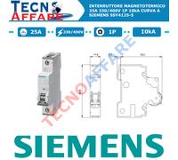 Interruttore Magnetotermico A25 25A 230/400V 1Polo 10kA Curva A Siemens