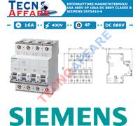 Interruttore Magnetotermico AC 16A 400V 4Poli 10kA DC 880V Siemens 5SY5416-6