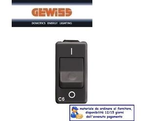 INTERRUTTORE MAGNETOTERMICO BIPOLARE 6A GEWISS SYSTEM BLACK GW21434