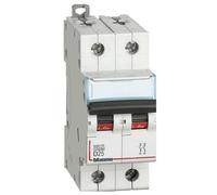 Interruttore magnetotermico Bticino 2P 25A 10kA tipo D 2 moduli FH82D25
