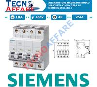 Interruttore Magnetotermico C10 10A 400V 4P 25kA Siemens 5SY8410-7