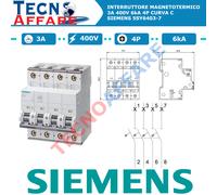 Interruttore Magnetotermico C3 3A 400V 6kA 4Poli Curva C Siemens 5SY6403-7