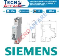 Interruttore Magnetotermico D25 25A 230/400V 1Polo 10kA Curva D Siemens
