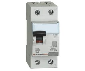 Interruttore magnetotermico differenziale Bticino 1P+N 20A 30mA tipo A 4,5kA 2 moduli GA8813A20