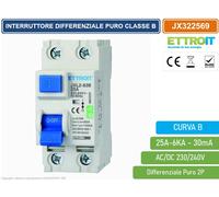 INTERRUTTORE MAGNETOTERMICO DIFFERENZIALE PURO 2P 30mA 6KA AC/DC 220V CURVA B