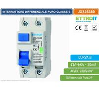 INTERRUTTORE MAGNETOTERMICO DIFFERENZIALE PURO 2P 30mA 6KA AC/DC 220V CURVA B